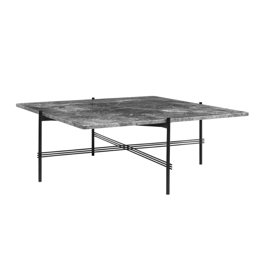 TS coffee table gray marble with black base
