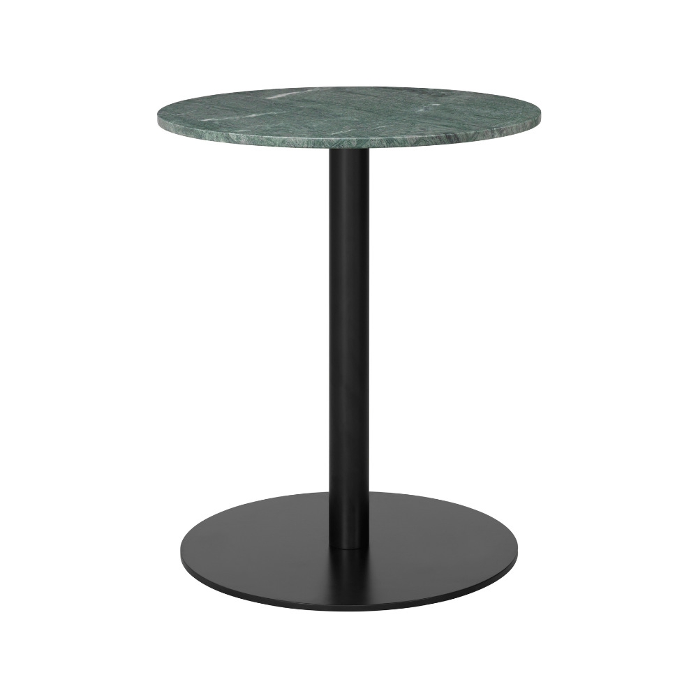 Round table 1.0 green marble with black base