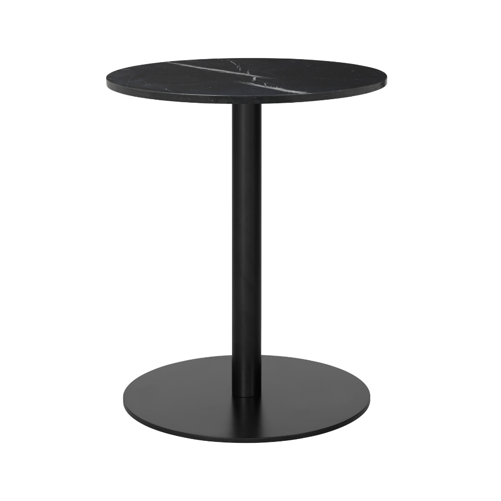 Round table 1.0 black marble with black base