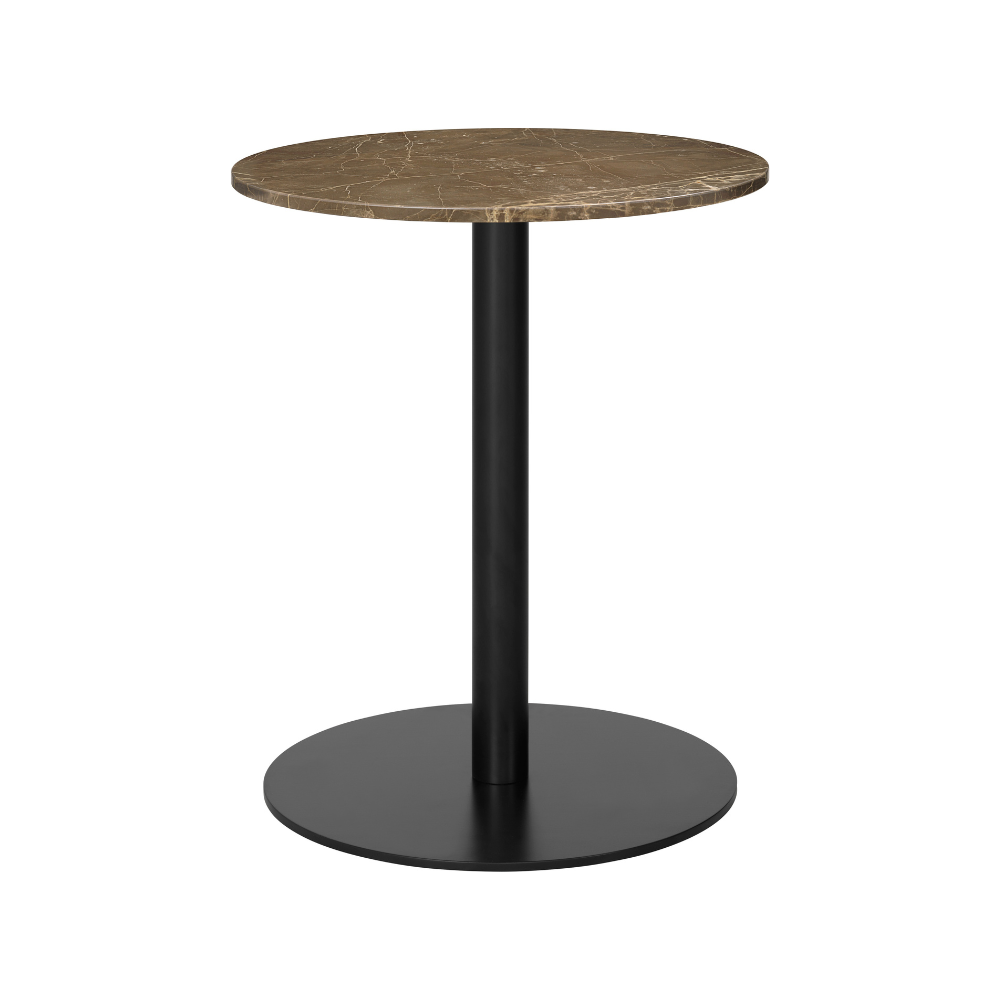 Round table 1.0 brown marble with black base