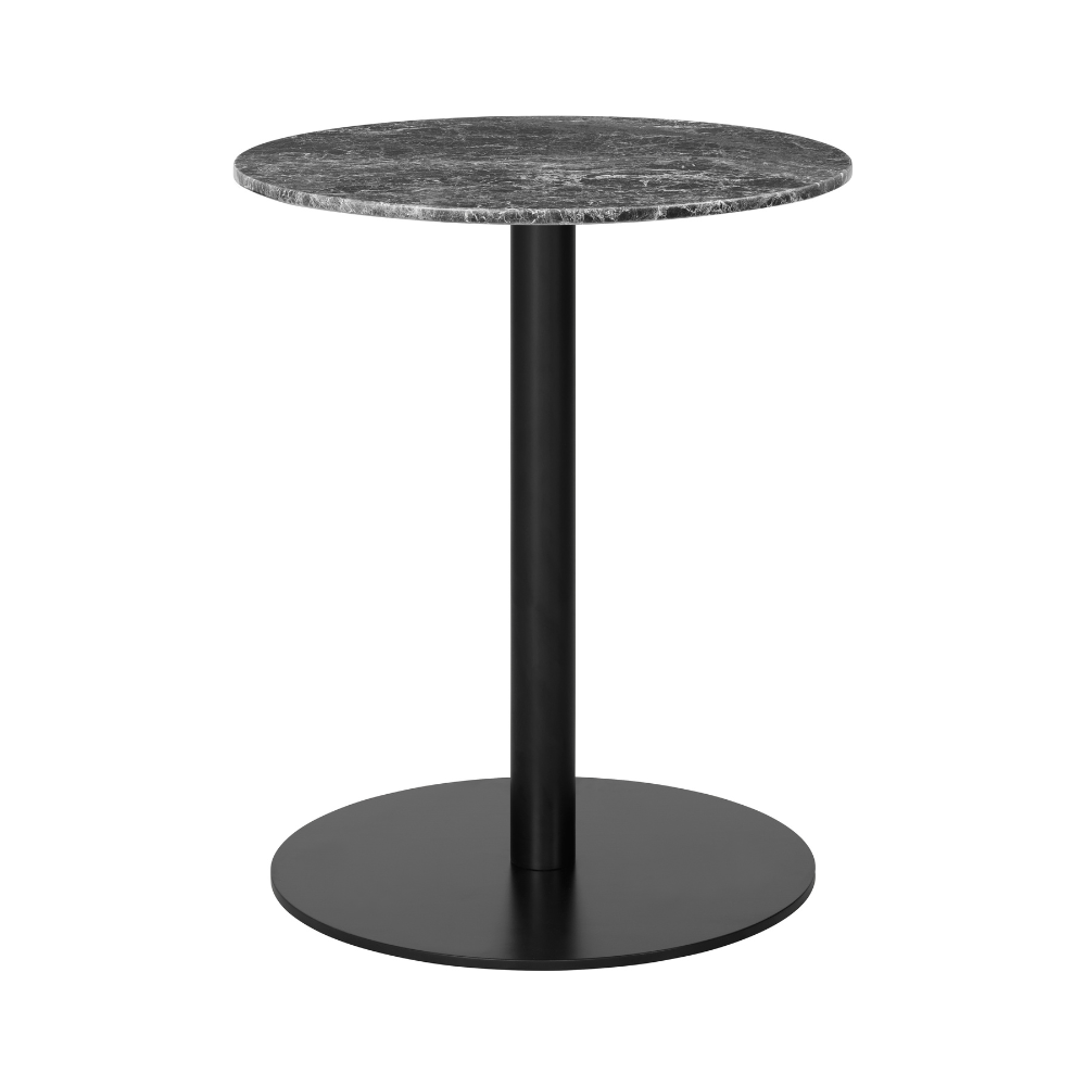 Round table 1.0 gray marble with black base