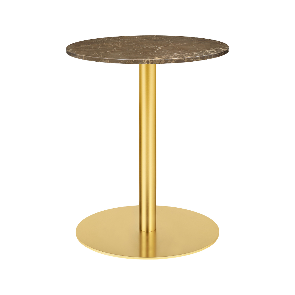 Round table 1.0 brown marble with a gold base