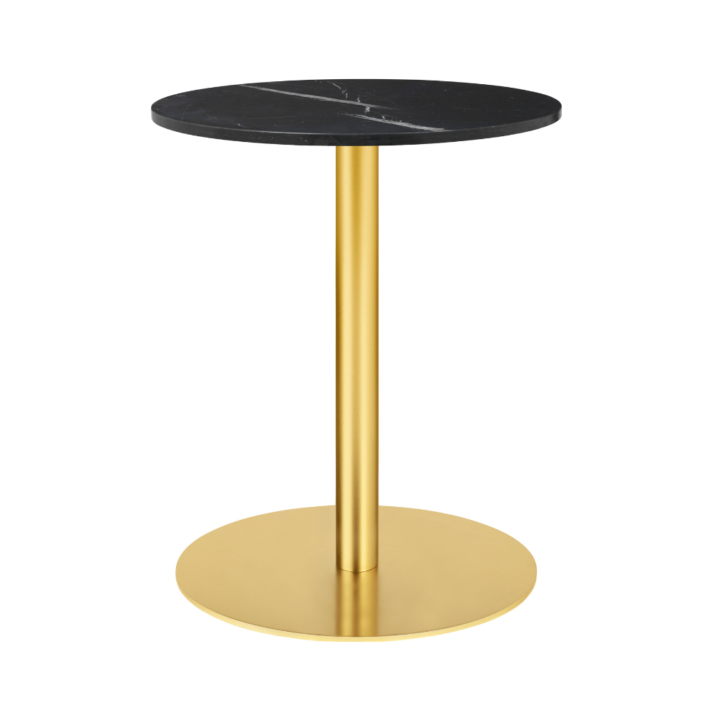 Runder Tisch 1.0 aus schwarzem Marmor mit goldenem Fuß