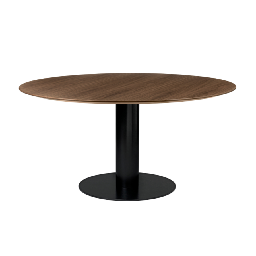 Round table 2.0 walnut wood with black base