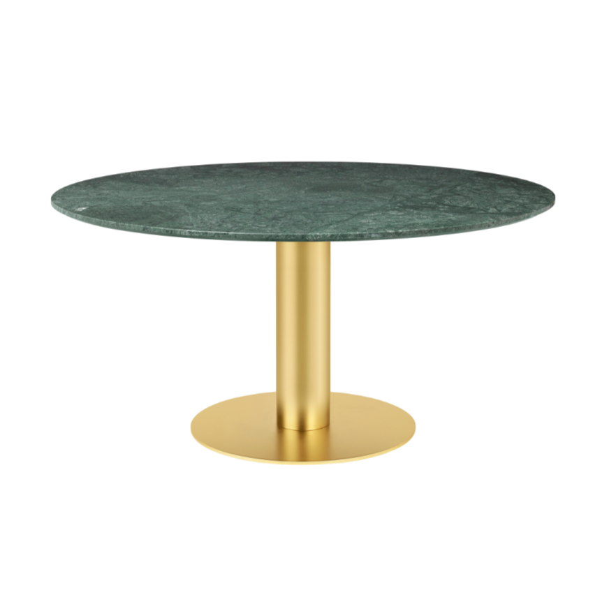 Runder Tisch 2.0 grüner Marmor mit goldenem Fuß