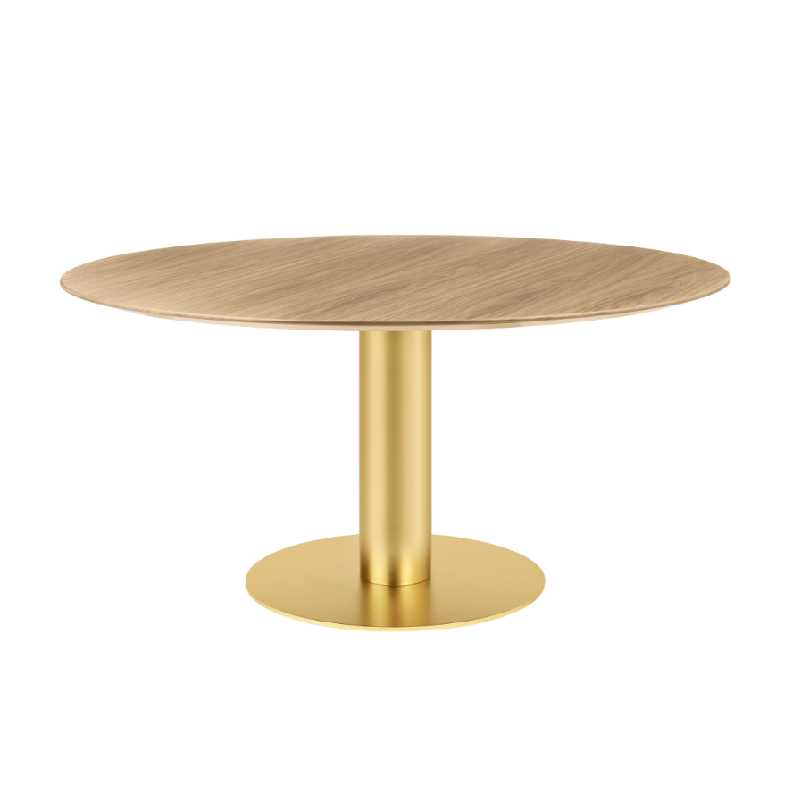 Round table 2.0 oak wood with a gold base