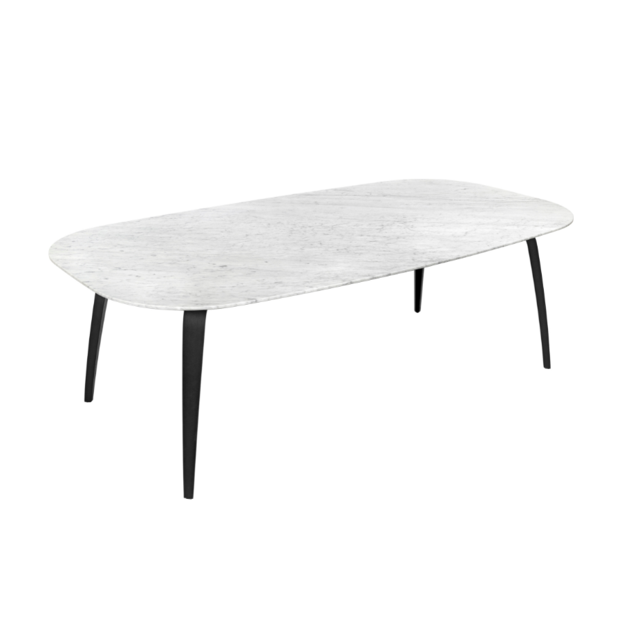 Oval table GUBI white marble with black base