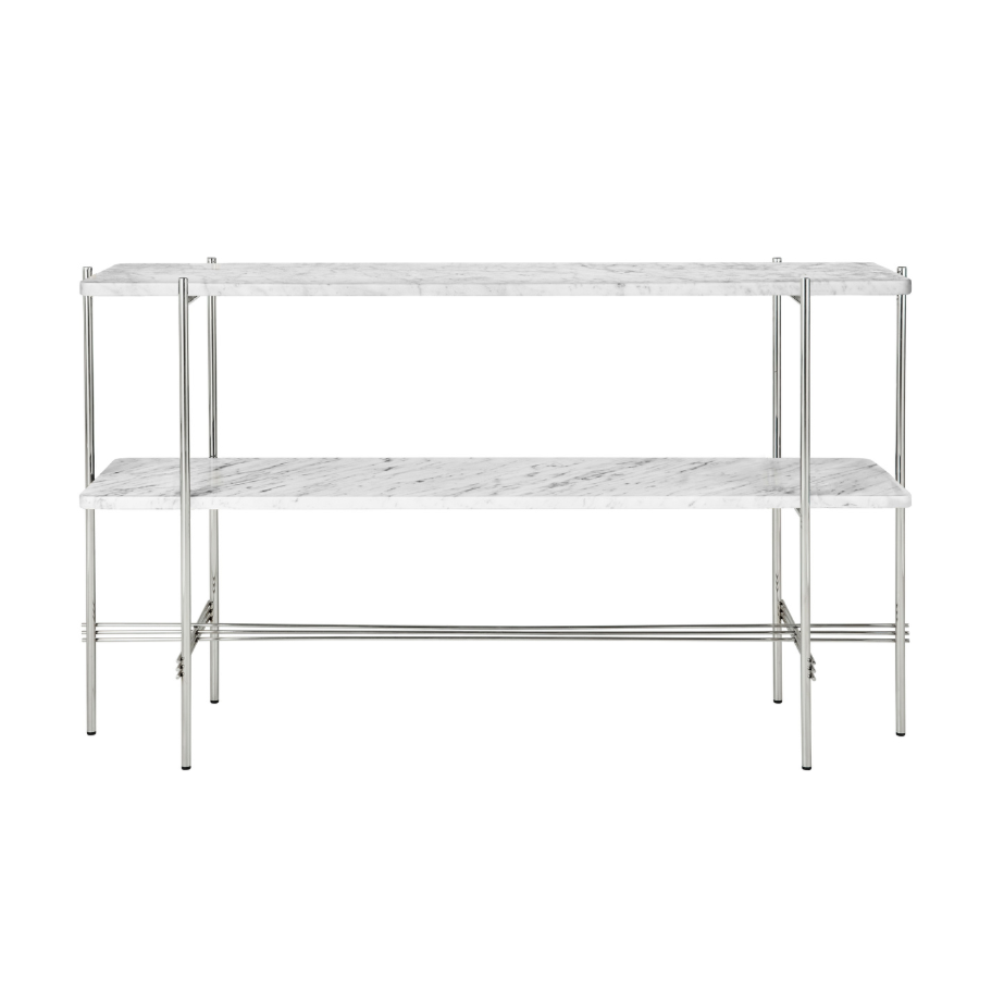 TS console white marble with chrome base