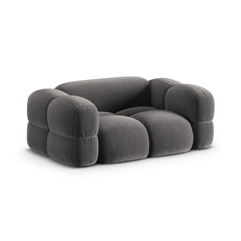 LORETTO gray velvet 2-seater sofa