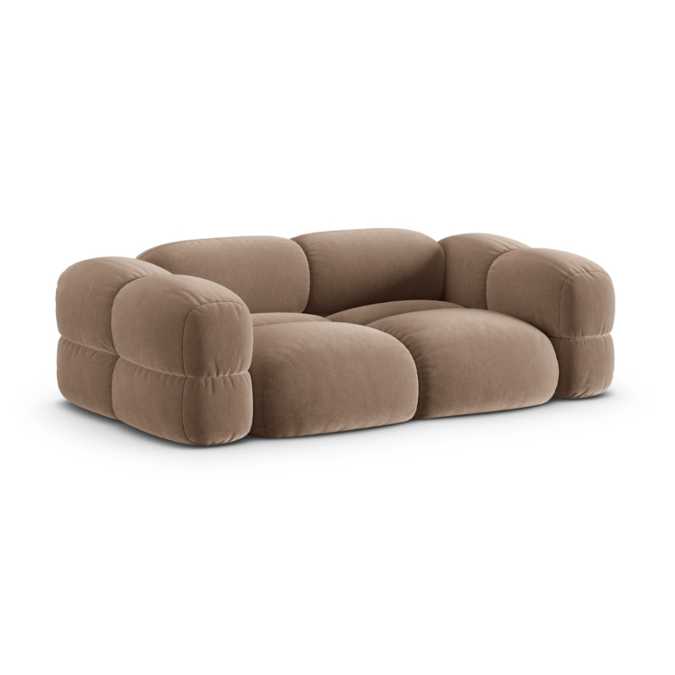 3-seater velvet sofa LORETTO dark beige