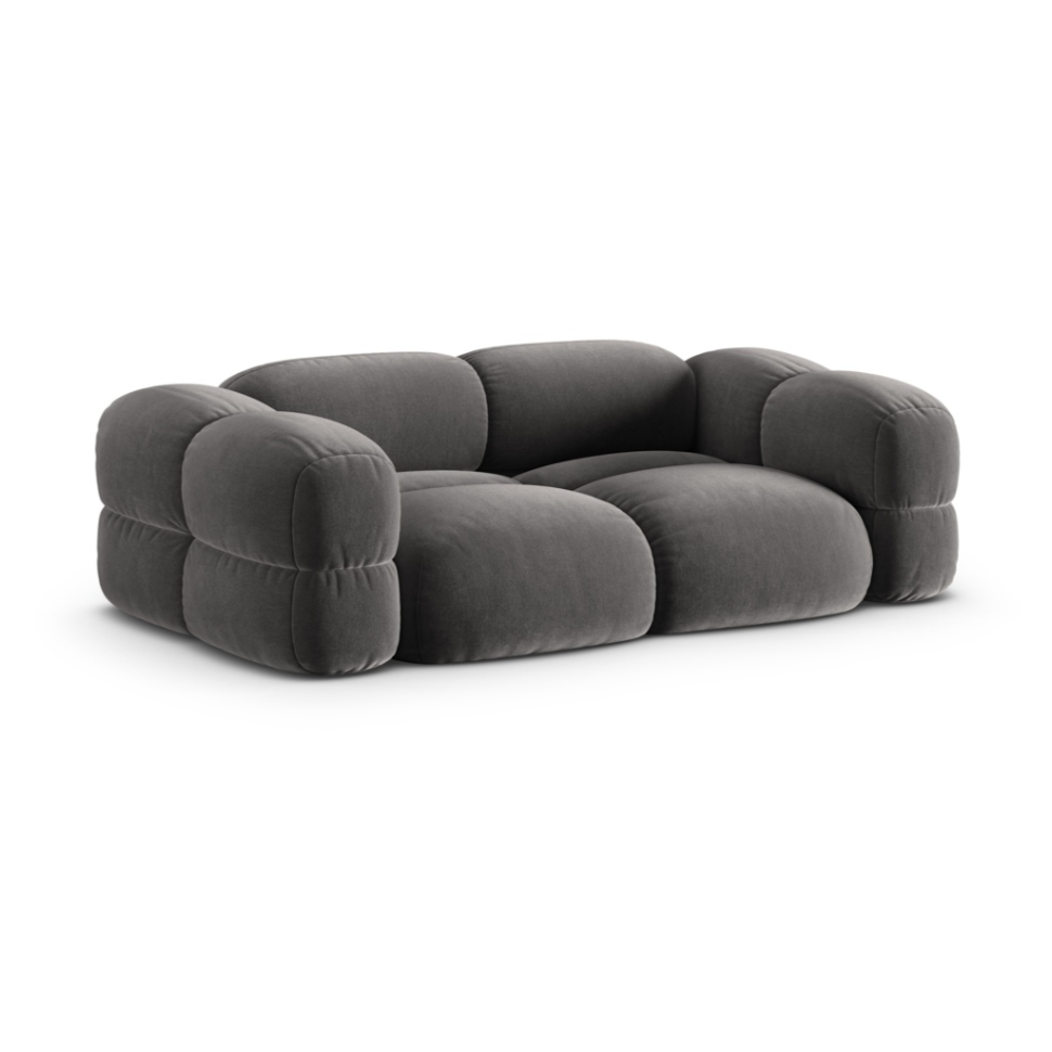 LORETTO gray velvet 3-seater sofa
