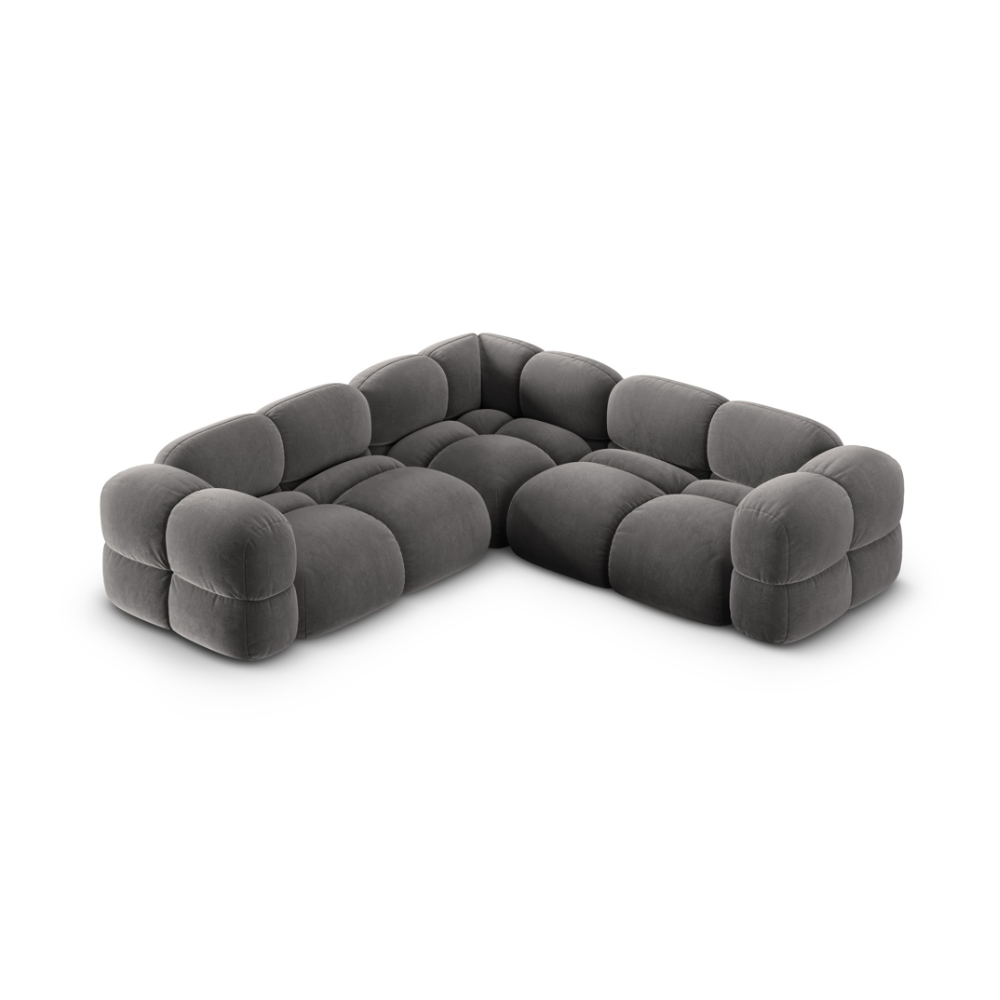 Symmetrische Samt-Eckcouch LORETTO grau