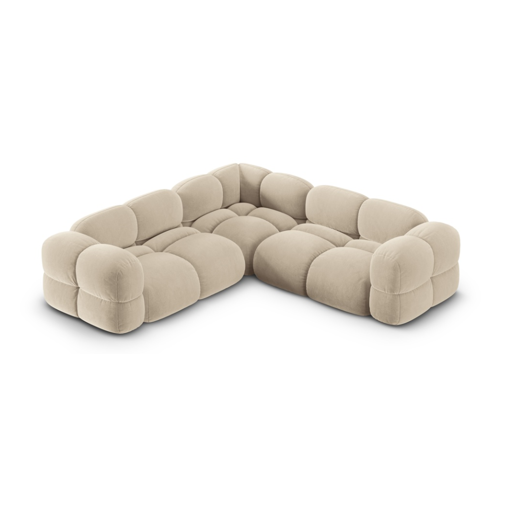 Symmetrische Samt-Eckcouch LORETTO beige