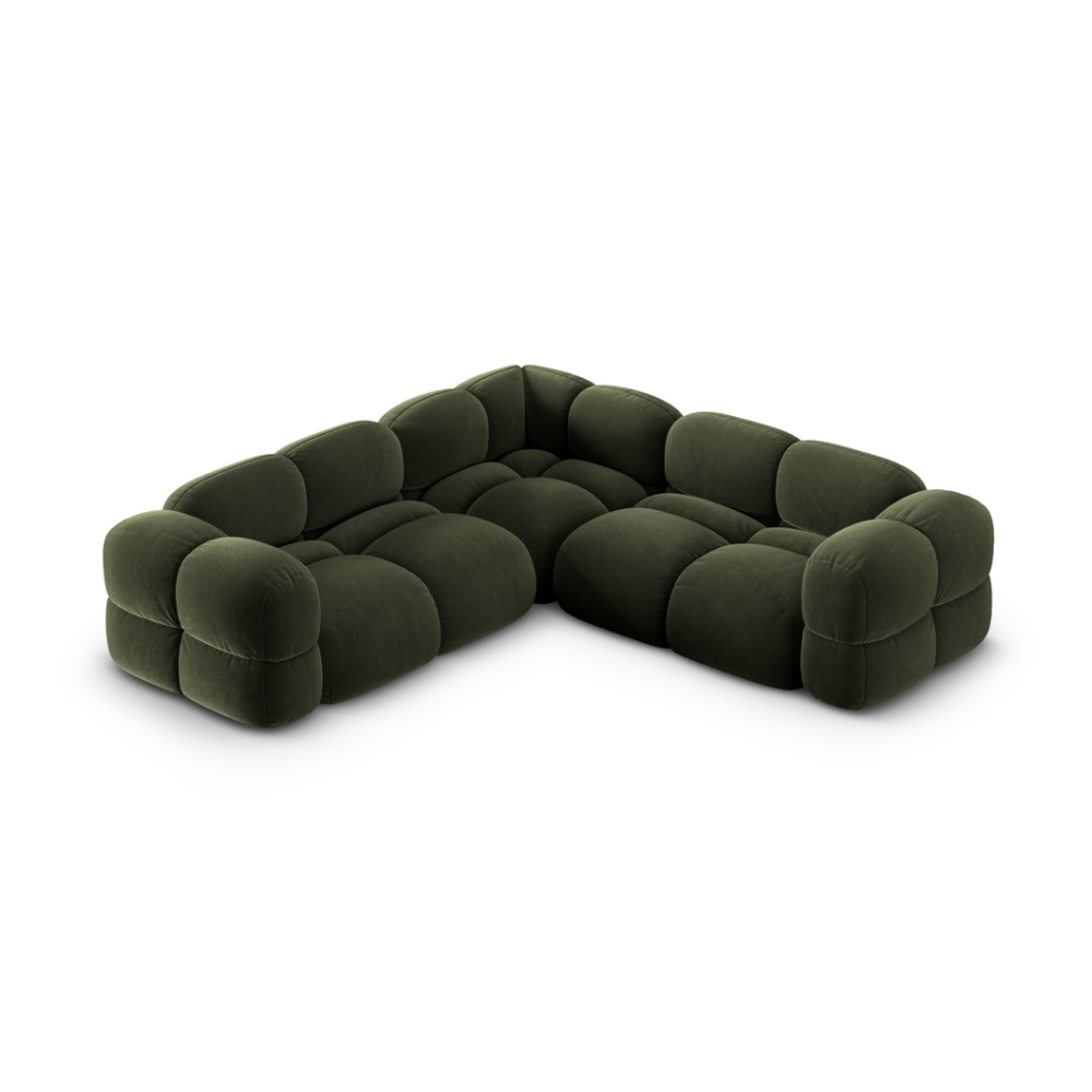 Symmetrical Velvet Corner Sofa LORETTO Green