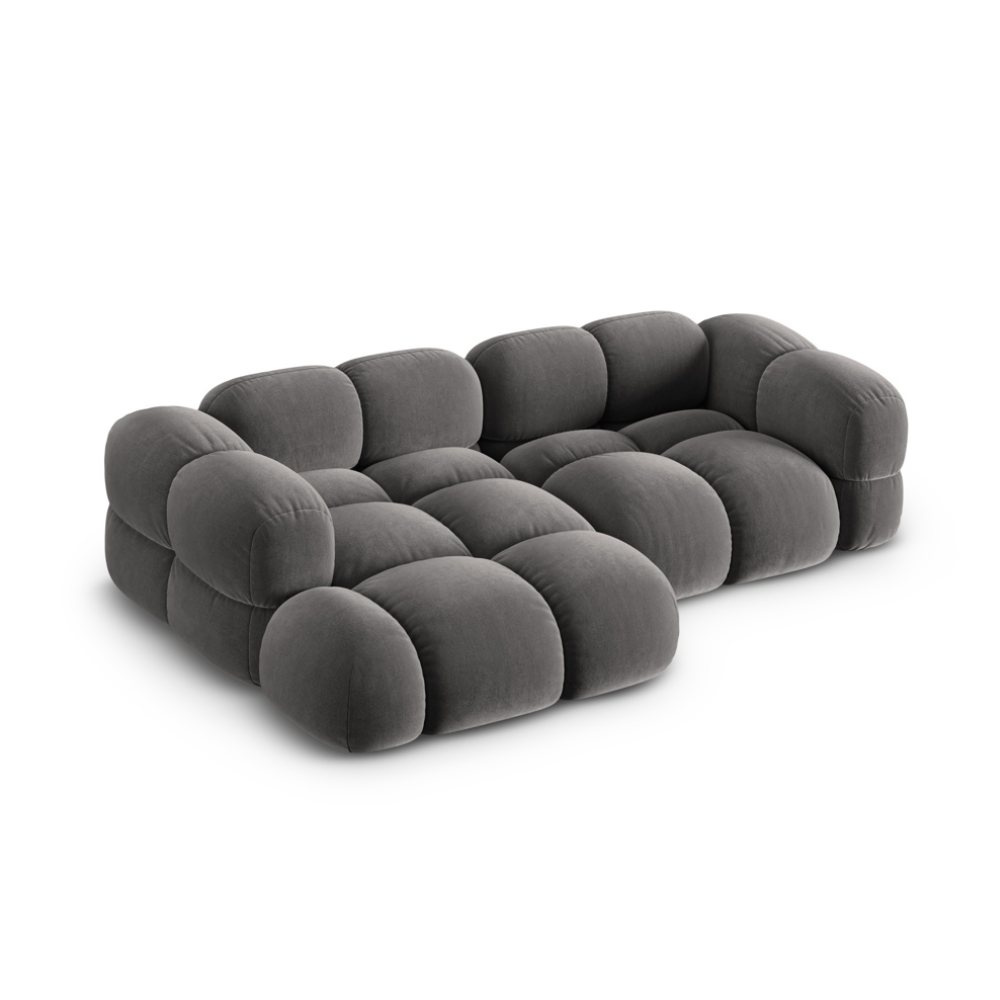 Samt-Ecksofa 3-sitzig links LORETTO grau