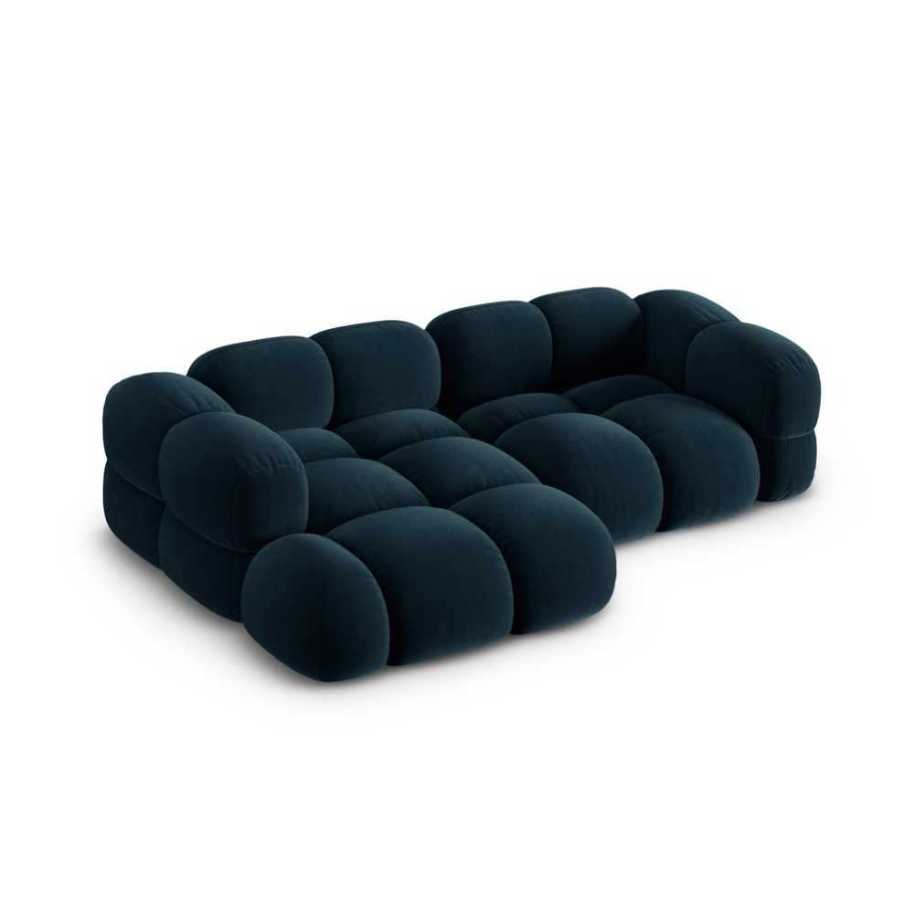 Samt-Ecksofa 3-sitzig links LORETTO petrol