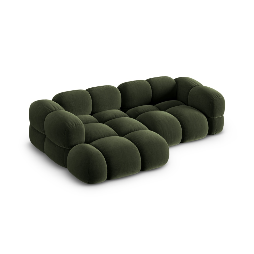 Samt-Ecksofa 3-sitzig links LORETTO grün