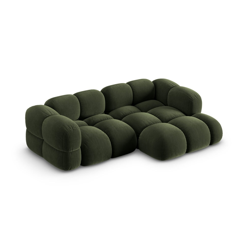 Samt-Ecksofa 3-sitzig rechts LORETTO grün