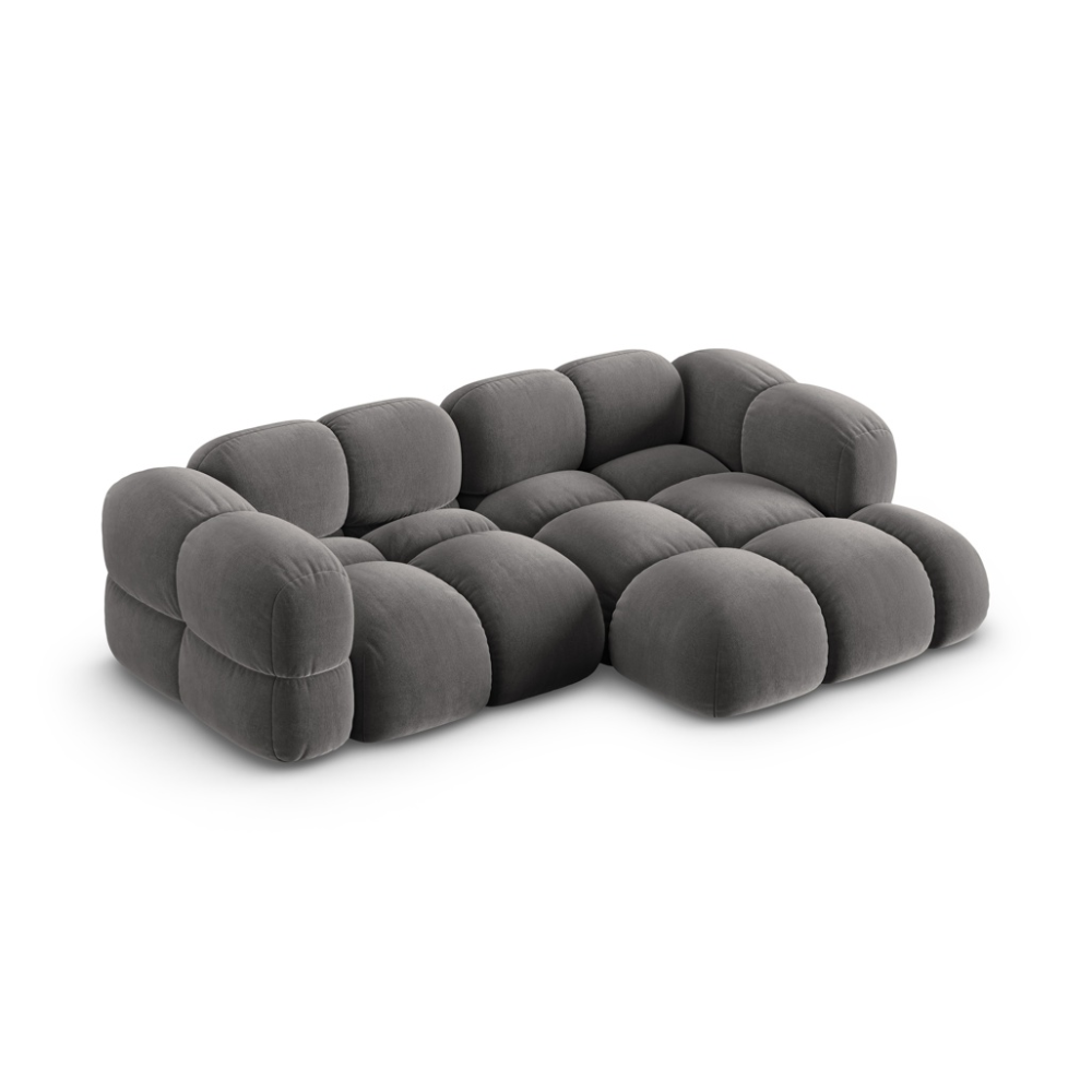 Samt-Ecksofa 3-sitzig rechts LORETTO grau