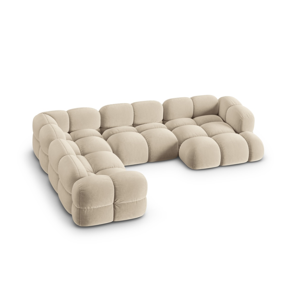 Samt-U-Form-Ecksofa links LORETTO beige