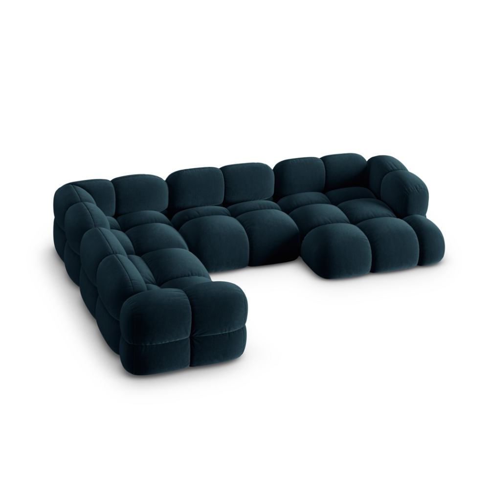 Left-facing U-shaped velvet corner sofa LORETTO petrol
