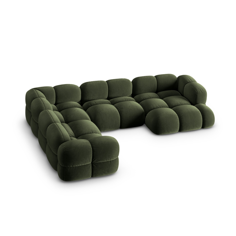 Samt-U-Form-Ecksofa links LORETTO grün