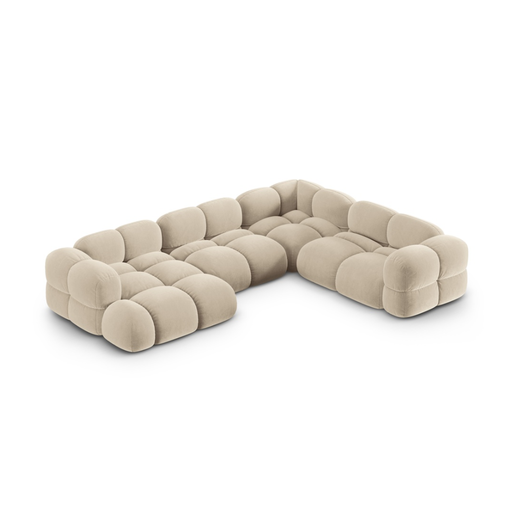Samt-U-Form-Ecksofa rechts LORETTO beige