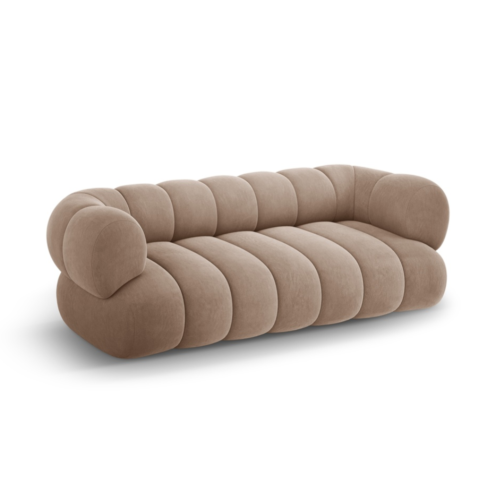 3-seater velvet sofa KOGE dark beige