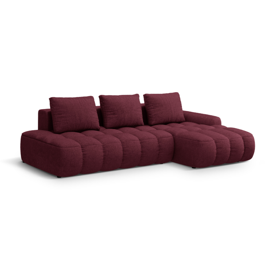 Right-sided corner sofa bed for 3 people LINZ burgundy