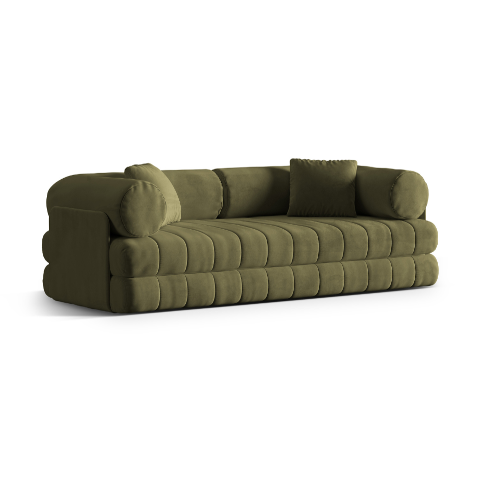 Green 3-Seater Velvet Sofa with Sleeping Function KEMI