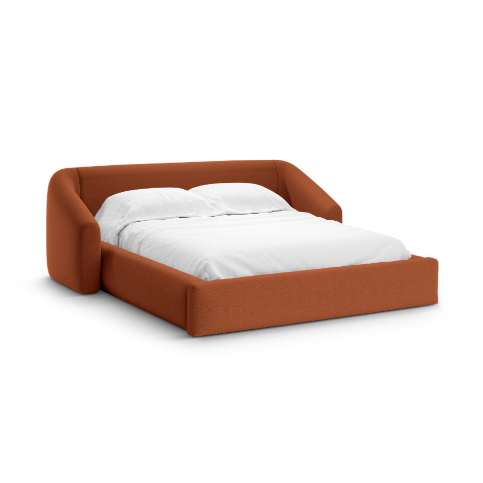 Bett CAMPI ziegelrotes Chenille