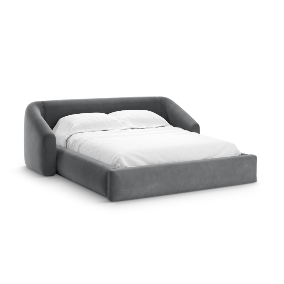 Velvet Bed CAMPI Dark Gray