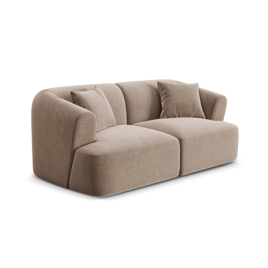 Velvet 2-Seater Sofa CAMPI Dark Beige