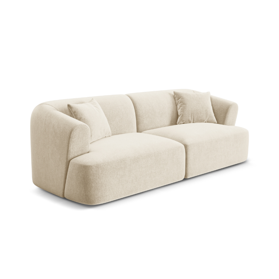 Velvet 3-Seater Sofa CAMPI Light Beige