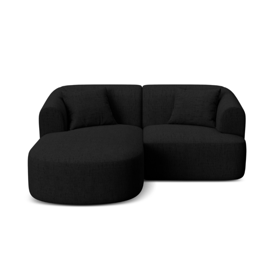 Linksseitiges 3-Sitzer-Sofa CAMPI schwarzer Chenille