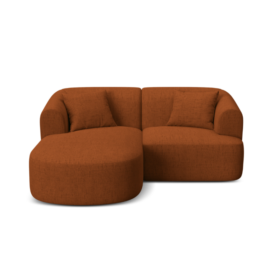 Left-sided 3-seater sofa CAMPI brick chenille