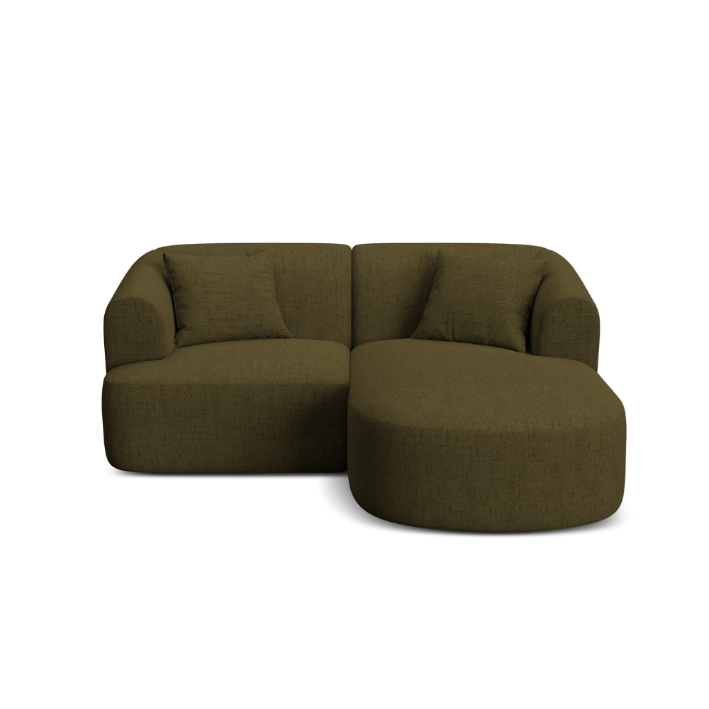 Rechtsseitige 3-Sitzer-Couch CAMPI grün Chenille