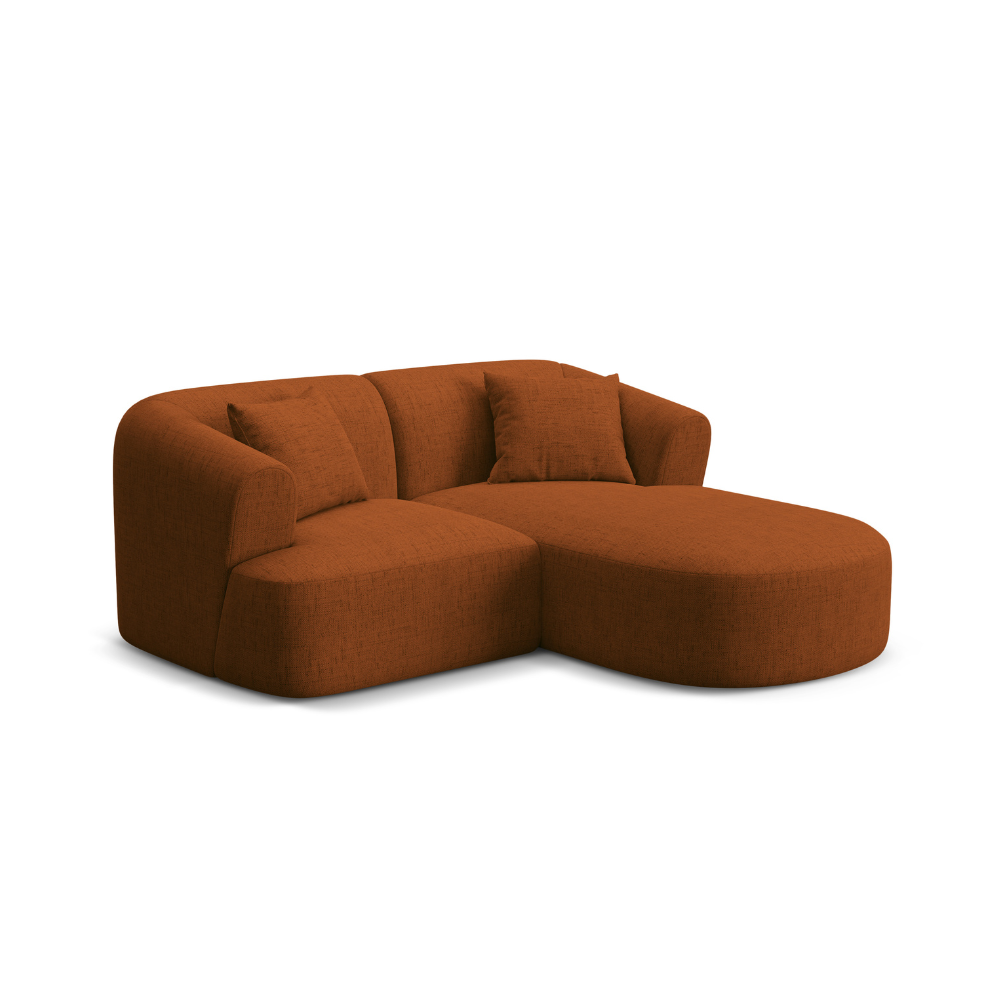 Rechtsseitige 3-Sitzer-Couch CAMPI ziegelroter Chenille
