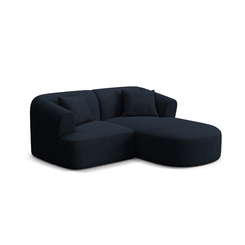 Rechtsseitige 3-Sitzer-Couch CAMPI in blauer Chenille