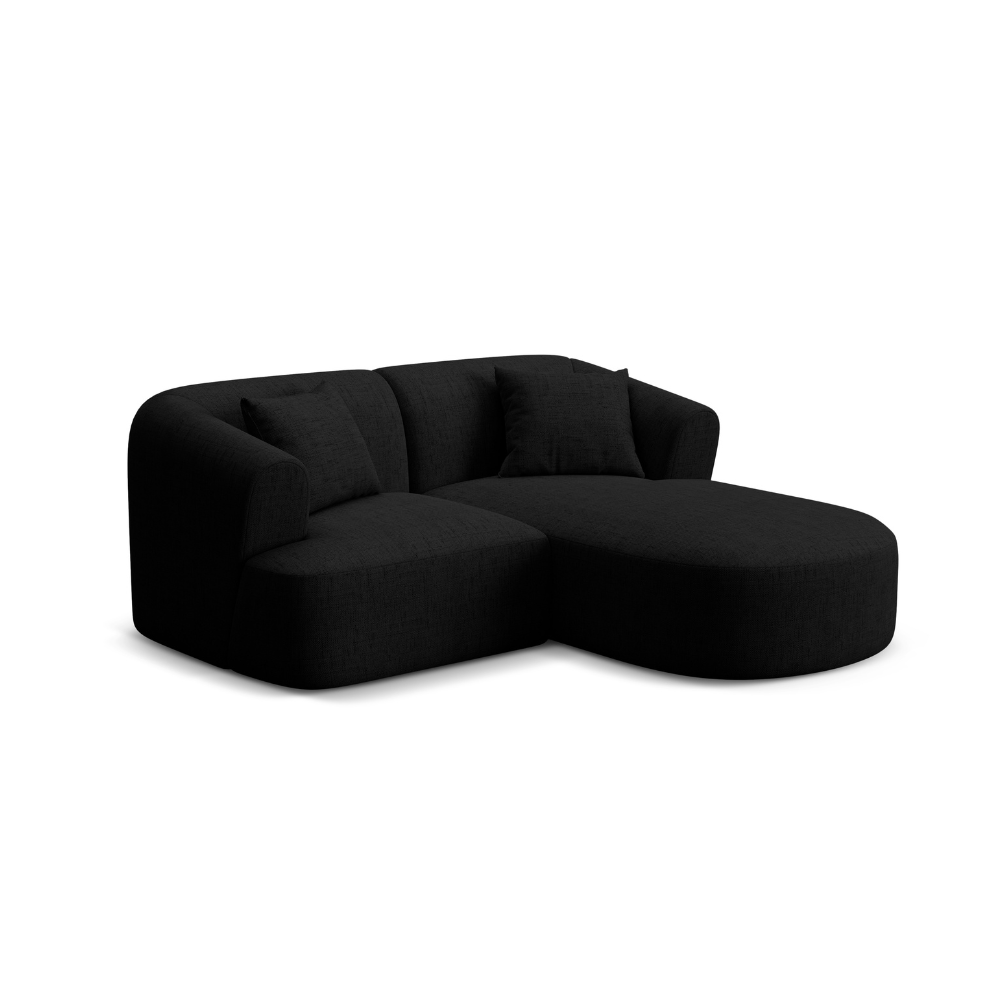 Rechtsseitige 3-Sitzer-Couch CAMPI schwarzer Chenille