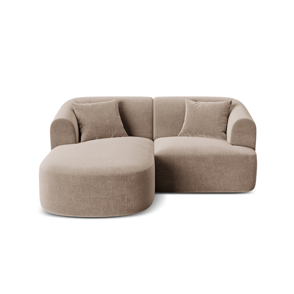 Samt-Ecksofa linksseitig 3-sitzig CAMPI dunkelbeige