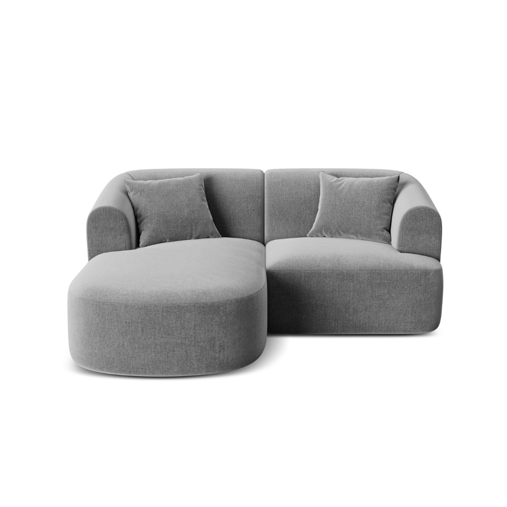 Samt-Ecksofa linksseitig 3-sitzig CAMPI grau
