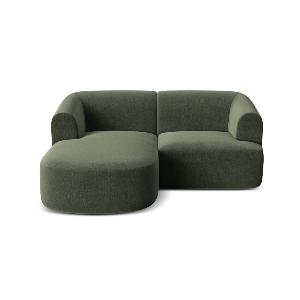 Samt-Ecksofa linksseitig 3-sitzig CAMPI grün