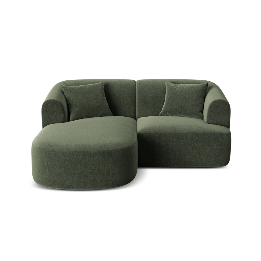 Samt-Ecksofa linksseitig 3-sitzig CAMPI grün