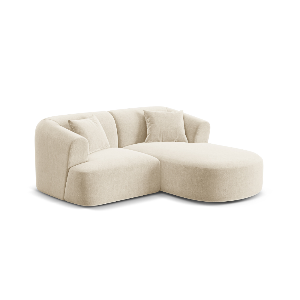 Samt-Ecksofa rechtsseitig 3-sitzig CAMPI hellbeige