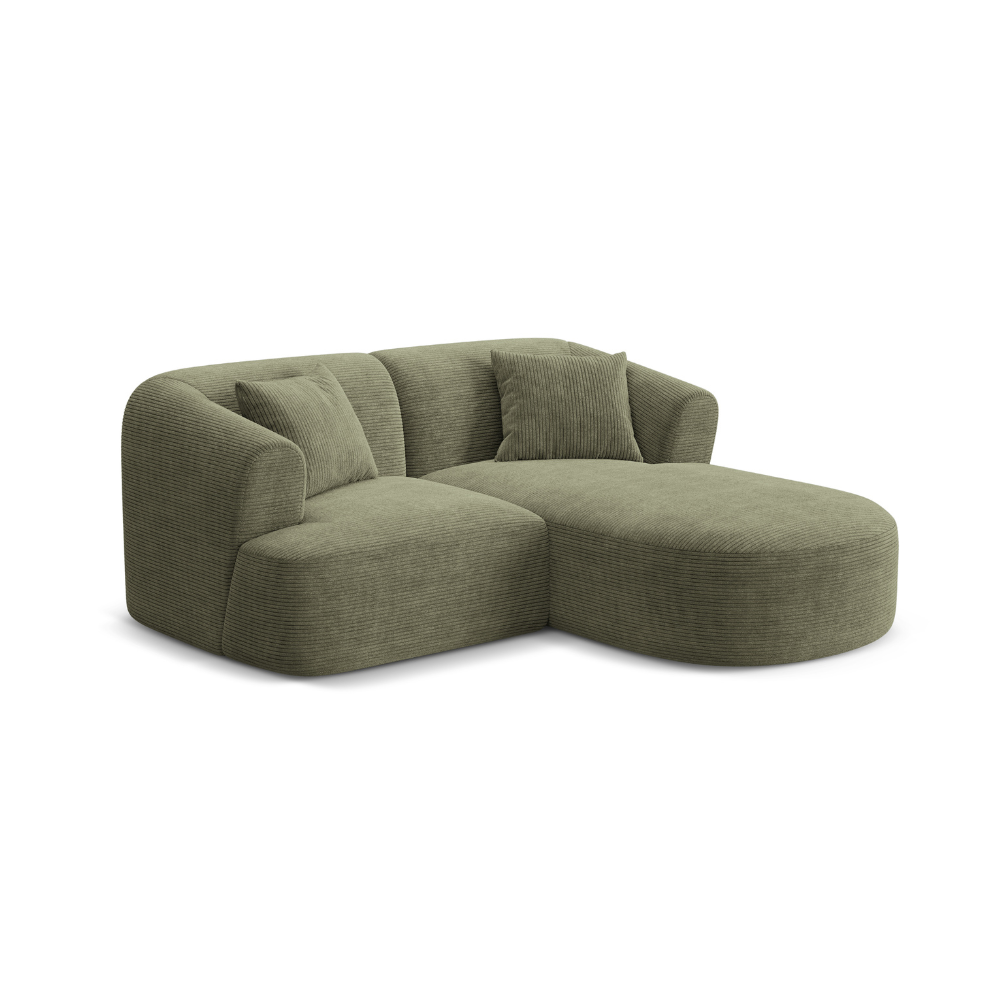 Rechtsseitige 3-Sitzer-Couch CAMPI grün Cord