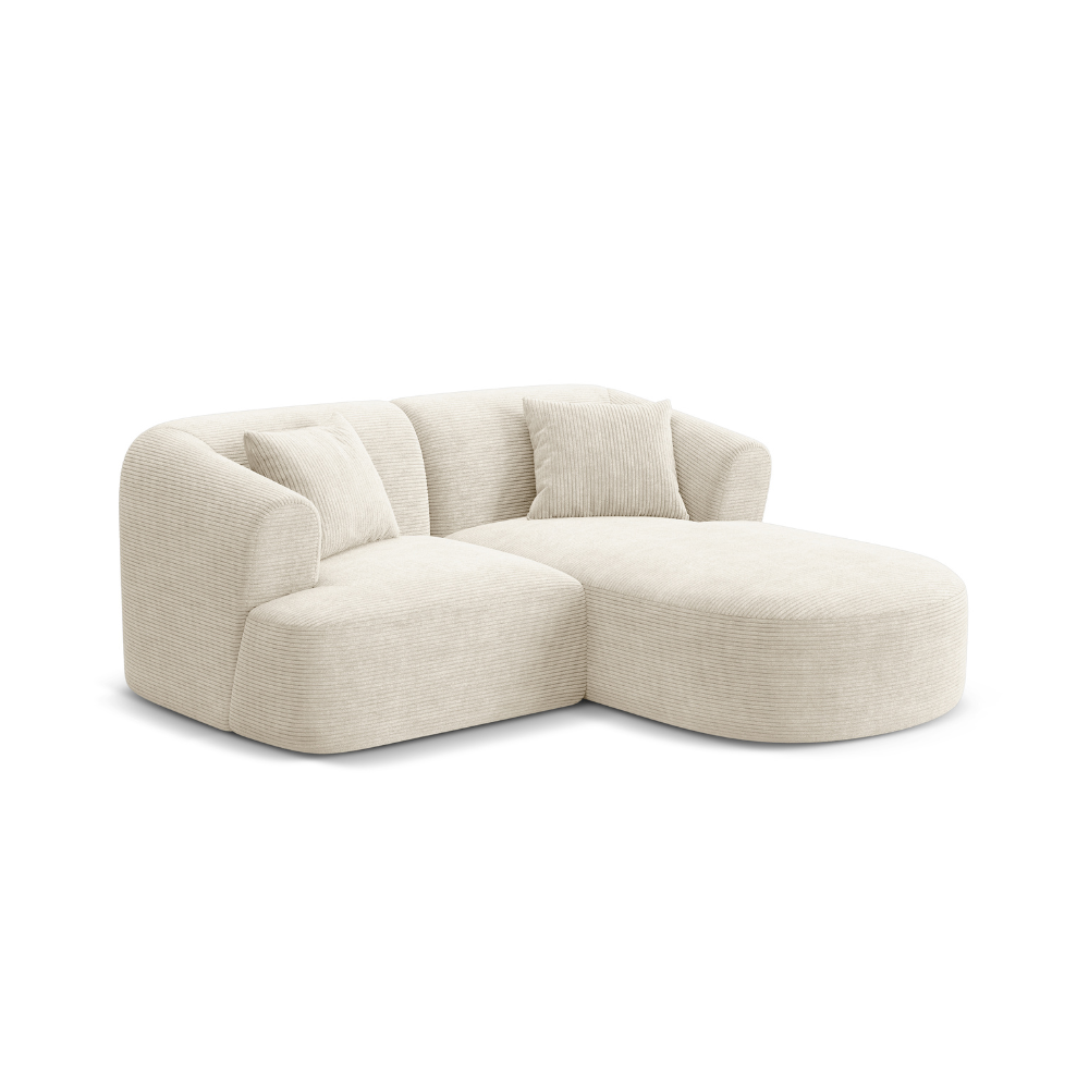 Rechtsseitige 3-Sitzer-Couch CAMPI in cremefarbener Cord-Optik