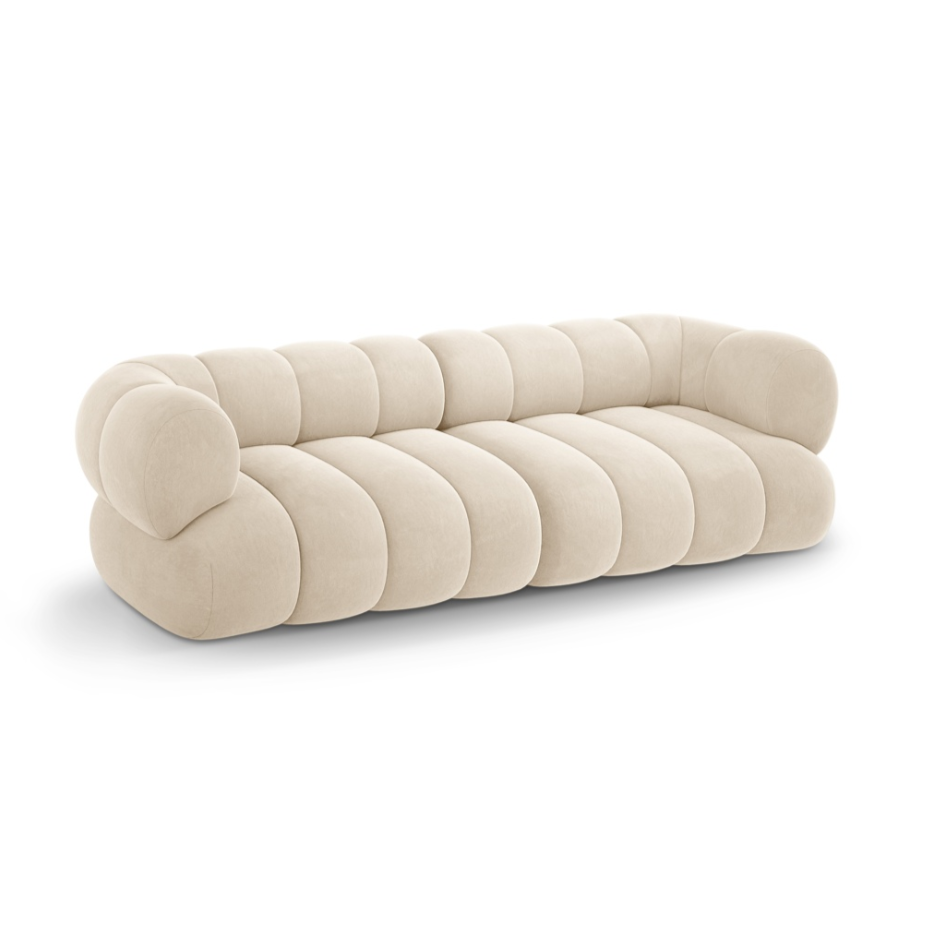 KOGE beige velvet sofa for 4 people