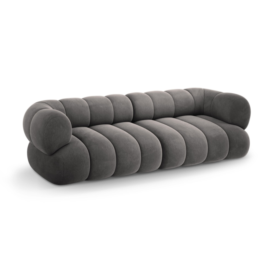 KOGE dark gray velvet sofa for 4 people