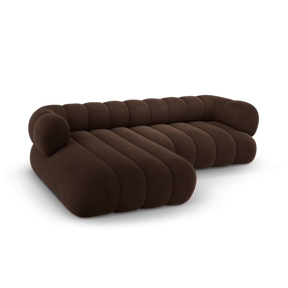 Chocolate Left-Handed Velvet Corner Sofa for 5 People KOGE